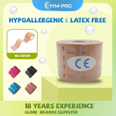 GYM·PRO Băng Kinesiology Cotton Thoáng Khí Băng Kinesiology Kinetic Uncut Chống Nước Đục Lỗ Để Giảm Đau Đầu Gối Khuỷu Tay & Cơ Vai Không Cắt Không Latex
