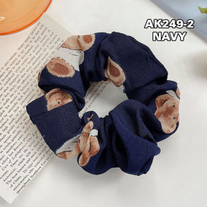 Ikat Rambut Scrunchie Korea Perempuan Dewasa Motif Beruang Aksesoris Kunciran Kualitas Import AK249