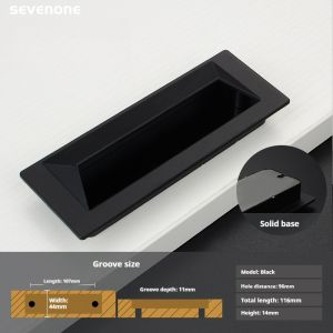 Concealed Drawer Handle Black Cabinet Door Handle Built-In Slotted Cabinet Handle Gold Sliding Door Handle Wardrobe Handle