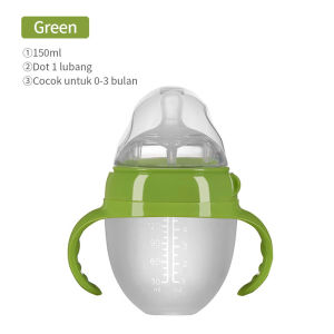 Dot Bayi Botol Susu Bahan Silikon Nano Perak Botol Bayi Susu Dengan Sedotan lembut  Wideneck bayi bottle