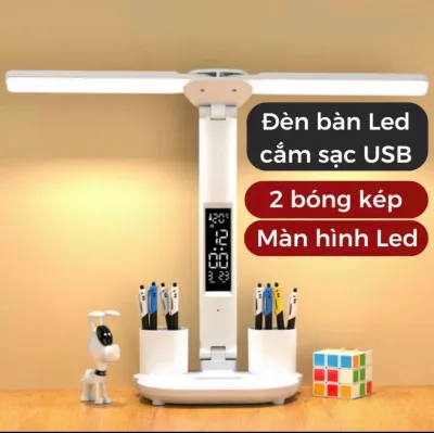Đèn để bàn học Đèn Học Để Bàn Chống Cận Cao Cấp - Sạc Tích Điện - Đèn Bàn Kiêm Hộp Đựng Bút Và Giá Đỡ Điện Thoại đèn phòng ngủ đèn bàn làm việc đèn học để bàn chống cận thị