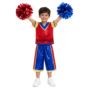 READY STOCK Kids Boy Cheerleaders Costume Sport Day Cheerleading Outfit Hip Hop Jazz Pom-poms Dance Street Dance K-POP