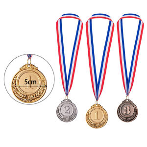 3PCS/Set Children Medals Gold Silver Bronze Award Medals Kids Competition Prize Medals with Ribbon