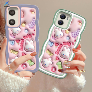 Xinyu Casing hp OPPO Reno 8T 4G Reno 6 5G Reno 5 Reno 5F Reno 4F Pola kartun 3D bayi kelinci manis kesing warna-warni lembut bening pinggiran gelombang Case