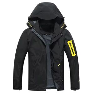 FUGUINIAO Men hooded waterproof jacket is suitable for hiking mountaineering and fishing