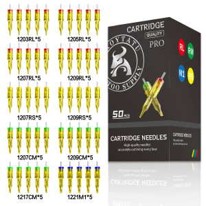 TROYTATU Tattoo Needles Cartridge 50Pcs Mix Size RL/RS/CM/M1 Disposable Tattoo Needles for Tattoo Machine Tattoo Accesories Supply for Artist