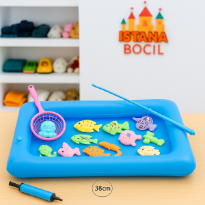Mainan Pancing Ikan dalam Kolam Satu Set Lengkap Jaring Pancing Mainan Anak Laki Laki dan Perempuan