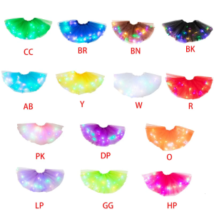 Little Girls LED Light Up Tulle Tutu Skirt Neon Colorful Luminous Kids Princess Party Ballet Dance Layered Short Dress Festival Costume