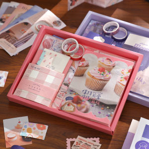 Cute A6 Diary Hand Account notepad Kit Journal Scrapbook material with Tape Post-it Stickers Cards Note books gift box set