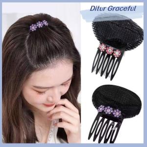 Ditur Rhinestone Invisible Fluffy Sponge Hair Clip Front Hair Line Volume Base Puff Cushion Hair Bun Hair Styling Hair Hairpin