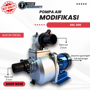 Pompa air modifikasi DSL 300 keongan disel kipas besi cor listrik 350 watt cocok sedot kotoran ikan lele/koi/gurame