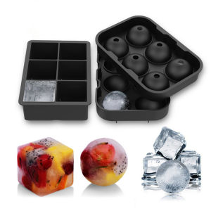 2 Pack Silicone Sphere Ice Cube Mold Tray with Cover Ice Ball Mold Reusable ce Maker with Lid for Whiskey Cocktail