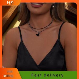 HB Choker Necklaces Heart Pendant Chain Jewellery Women Чокер Glass Multilayer Neck Collier Femme Cadenas Para Mujer For Girls