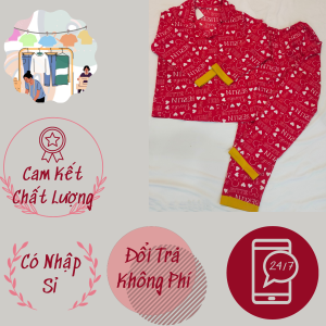 Đồ bộ ngủ Pyjama - Nam/Nữ - Xưởng may tại nhà - Đỏ Họa Tiết Dài