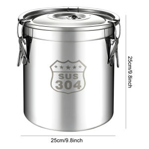 Food containers storage large capacity rice bucket insulation commercial stall outdoor 304 stainless steel metal Sealed Pail - Leakproof Locking Bucket Durable for Wet/Dry Food Storage for Rice Oil Milk Transport
