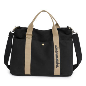 GStar Minimalist Elegant Canvas Tote Bag Japanese Style Women Shoulder Bag Commuter Thickened Literary College Student Handbag Student Bag Notebook School Bag Multi-functional Large Capacity Messenger Bag