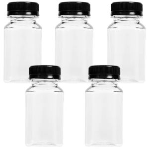 10 Transparent Juice Bottles with Caps Empty Clear Containers with Seal Lids for Home DIY Smoothie Milk Water Other Beverages
