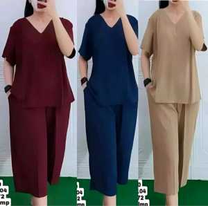 ONE SET LD 110.120 130XL XXL XXXL JUMBO/SETELAN CRINKLE POLOS PENDEK ANDIN//PAKAIAN DEWASA//SET TERBARU TRENDY