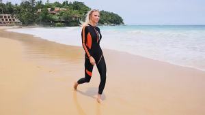 [Warrior2] Womens  Swimsuit Long sleeved Colorful Chest Pad Tight Fit Covering Abdomen Slim Fit Sun Protection Surfing Diving Suit