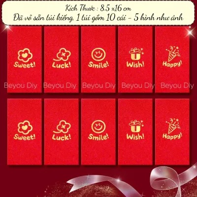 Combo 10/ 20/ 40/ 60 Bao Lì Xì Đỏ Ánh Kim Sang Trọng May Mắn Lì Xì Tết và Cưới Hỏi Thiết Kế Mẫu Mới