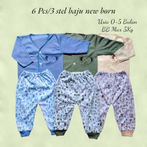 18 PCS Baju Celana Bayi Baru Lahir Laki Laki Perempuan 0-3 Bulan Free Topi Sartaki New Born NN Baby