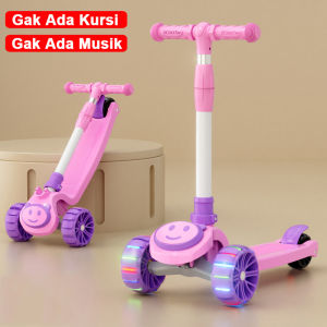 Skuter Anak Roda 3 Skuter 2 in 1 Lipat Cocok untuk usia 2-12 tahun anak Dengan Lampu