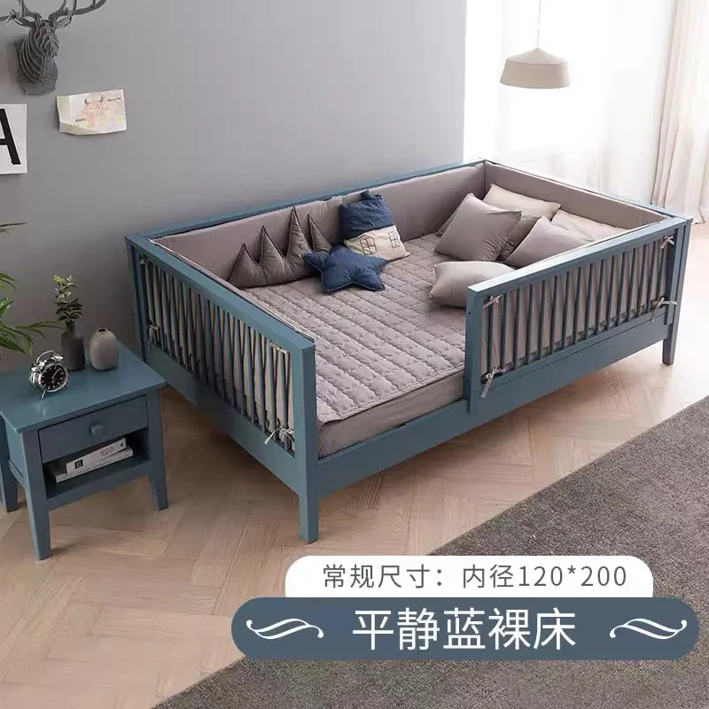 Korean Style Solid Wood Children s Bed with Fence Twin Baby Newborn Baby Crib Children s Room Splicing Bed Lazada PH