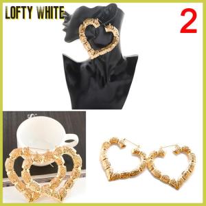 Lofty White ต่างหูไม้ไผ่ขนาดใหญ่ต่างหูฮิปฮอปผู้หญิงห่วง ห่วงหูวงกลม