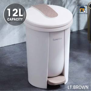 House of EQA 10L Pedal Garbage Bin Plastic Pastel Dust Bin Portable Trash Can Double Barrel Design PP Non Toxic Waterproof Dust Proof Sturdy Double Handle Inner Barrel Recycling Bin Trash Can Garbage Bin for Office & Home Garbage and Recycling Bins