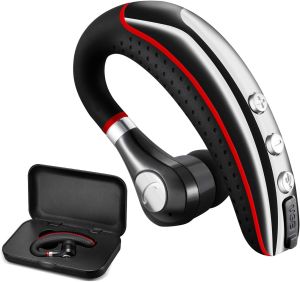 Bluetooth HeadsetWireless v5.0 Business Bluetooth Earpiece in Ear Lightweight Sweatproof Earphones with Mic Work for Cell Phones for Office/Workout/Driving Red