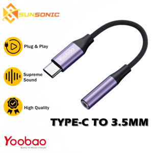 Yoobao Type-C to 3.5mm Audio Adapter Cable Plug & Play HiFi Sound Compatible for Type-C Devices
