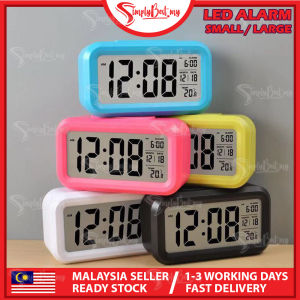 SIMPLYBEST LCD Digital Alarm Clock with LED Date and Temperature Night Light Backlight Night Sensor Snooze Button