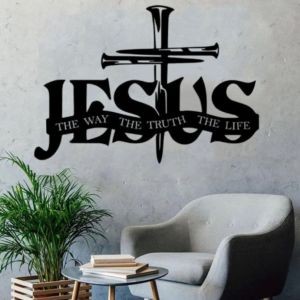 Selling At A LossHalf Price Black Metal Cross Wall Hanging / Jesus Wall Hanging Ornament / Metal Craft Ornament / Suitable For Office And Indoor Use / Modern Christian Metal Wall Hanging Decoration