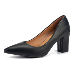 Free Shipping WomenS Fashion Single Shoes With Chunky Heels New Autumn Pointed Toe Work Shoes Shallow Slip-Ons Korean Style High Heels Simple Design