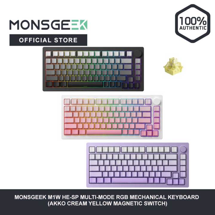 Monsgeek M1W HE-SP Multi-Mode RGB Mechanical Keyboard (Akko Cream ...