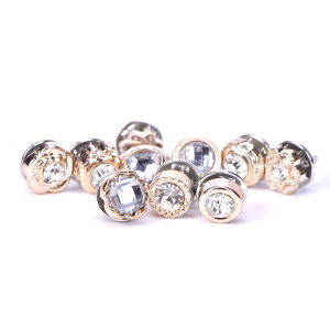 [haoh] เข็มกลัดคริสตัลไข่มุกดอกไม้ขนาดเล็ก10ชิ้น เซ็ตกระดุมเสื้อสูทขาปก