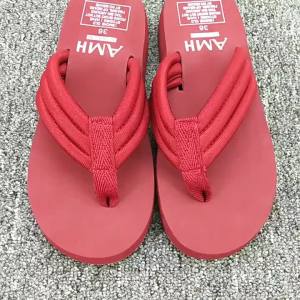 [Free Shipping] Summer Korean-style womens handmade flip-flops with wedge heel thick sole fashionable beach non-slip slip-on shoes