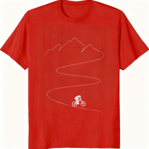 [Local Stock] VCC Minimalist Line Mountain Winding Trail Bike Silhouette Print Summer Pure Cotton Male Tee Casual Fashion Short Sleeve Bike Top