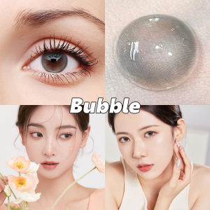 Mrs.H Set 2 Kính Áp Tròng (COD) (0 ~ - 8.00) 1 năm lens cận Mắt Mềm Tự Nhiên Màu Xám Sử Dụng 14.0mm len Bubble contact lens mắt Đường kính nhỏ lens mắt có độ