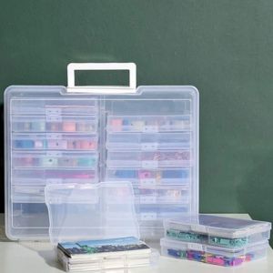 HUANG ใสสะอาด กล่องเก็บภาพ อุปกรณ์จัดระเบียบภายใน16ชิ้น พลาสติกทำจากพลาสติก ที่เก็บการ์ด เครื่องใช้ในสำนักงาน ใหญ่พิเศษพิเศษ กล่องเก็บของงานฝีมือ แผ่นชีท
