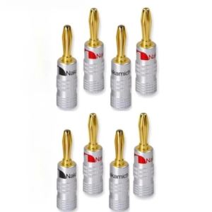 8pcs Matihur banana plugs 24K-plated 4MM Banana Connector with Screw For Audio Jack Speaker Plugs HiFi