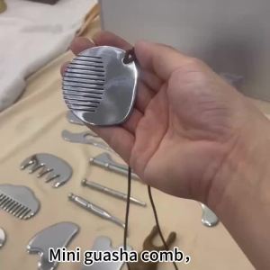 Free custom logo pendant comb stainless steel hangings metal massage comb a gift for a girl portable Combs guasha comb
