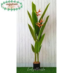 Pohon Hias Daun Pisangan Heliconia Bunga Bird Of Paradise T165 Latex Artificial Pot Dasar Hitam Plastik Dekorasi Ruangan Hiasan Aesthetic