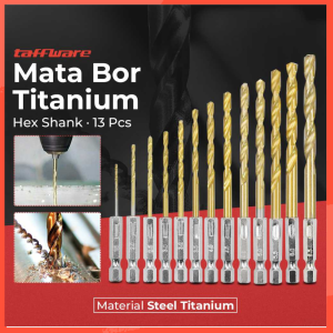 COD Taffware Mata Bor Power Drill Steel Titanium Hex Shank 13 PCS - SV-VDB13 / Mata bor power titanium multifungsi multi fungsi super tajam drill untuk kayu besi aluminium 1 set untuk granit / mata bor pembuat drat ulir set tab baut besi baja