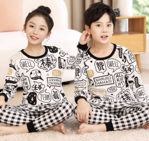 Baju Tidur Anak Lengan Panjang / Setelan Anak Laki dan Perempuan / Stelan kaos celana panjang Anak cowok cewek Untuk Usia 3-8 Tahun Bahan Premium Impor