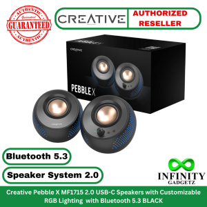 Creative Pebble X MF1715 2.0 USB-C Speakers with Customizable RGB Lighting  with Bluetooth 5.3 Black