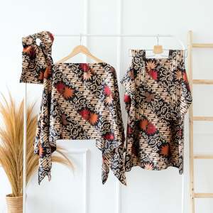 ONESET KAFTAN ROK LILIT ATASAN LENGAN KALONG KAFTAN LEBARAN KONDANGAN BATIK MODERN SETELAN KAFTAN JUMBO BIGSIZE