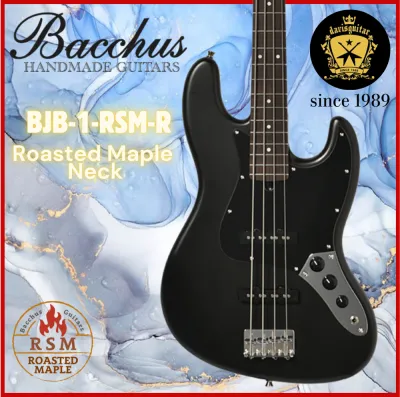 Bacchus BJB-1-RSM-R GM Electric Bass 4 String Guitar Roasted Maple Neck Satin Black