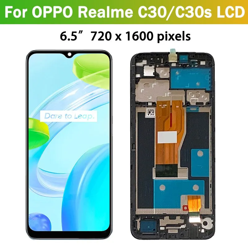 100% Original Lcd For Realme C30 C30s RMX3581 RMX3623 LCD Display Touch  Screen Panel Digitizer With Frame Replacement