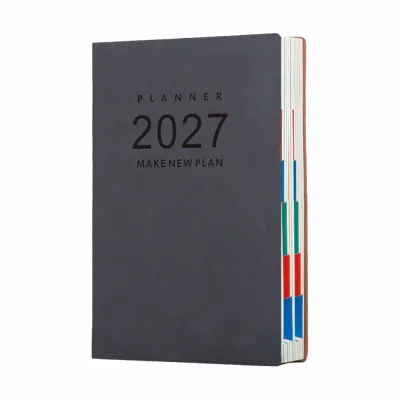 SHISHPEI A5 สมุดวางแผนปี 2027 อังกฤษ คู่มือการเพิ่มประสิทธิภาพ สมุดบันทึกตารางงาน A5 พกพาได้ บันทึกประจำวัน 365 วัน การใช้งานในสำนักงาน